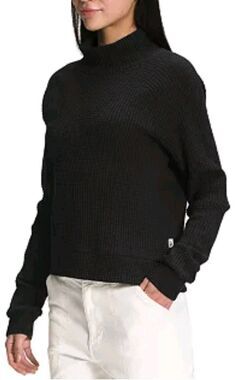 The North Face Waffle Knit Mock Neck Chabot Sweater Women's M Black B23.1
